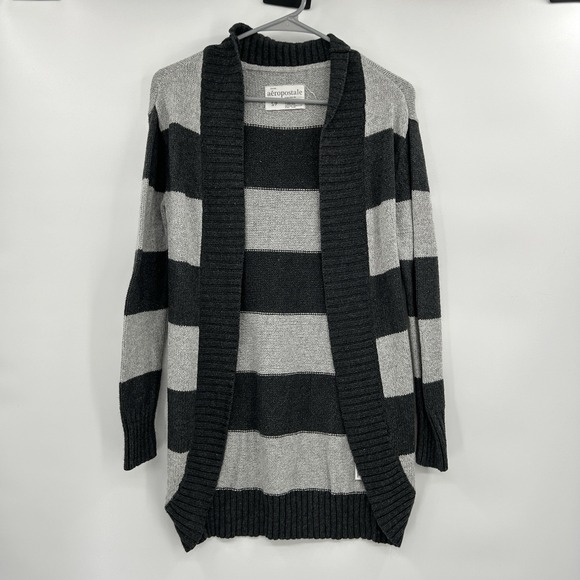 Aeropostale Sweaters - VTG Aeropostale Y2K Womens Cardigan Sweater Sz S Gray Grunge Indie Sleaze 2000s